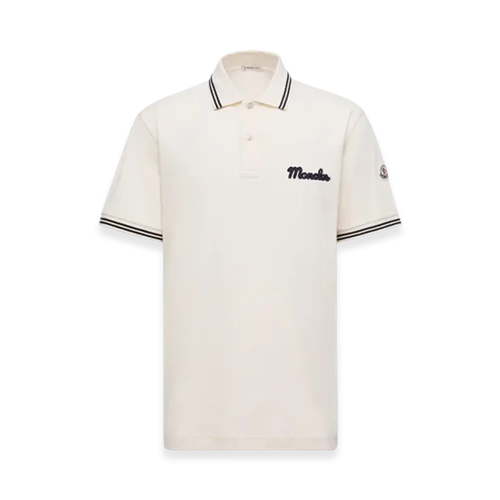 MONCLER Embroidered Logo Cotton Piquet Polo Shirt "White"