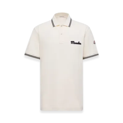 MONCLER Embroidered Logo Cotton Piquet Polo Shirt "White"