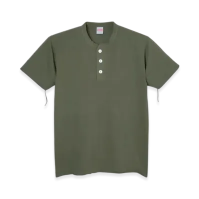 Healthknit Henley Short Sleeve T-Shirt "Olive"