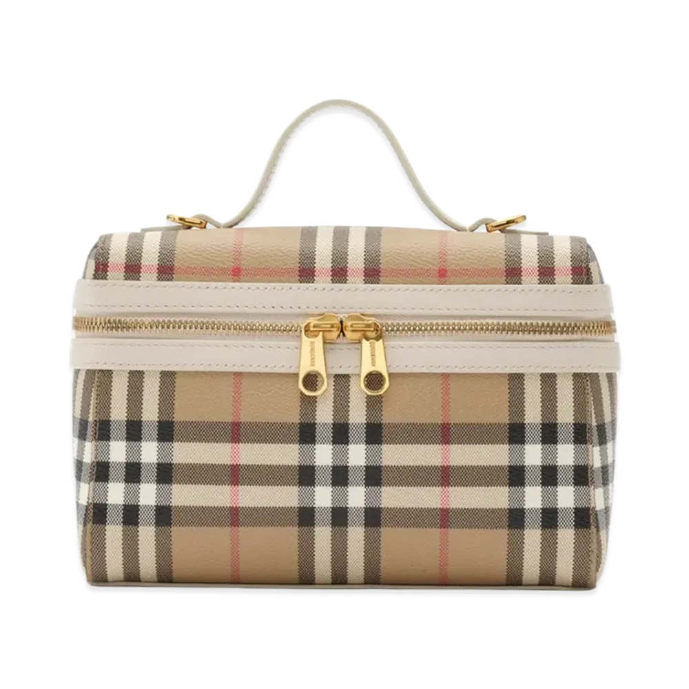 Burberry Women's Check Vanity Bag "Archive Beige/Soap Beige"