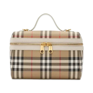 Burberry Women's Check Vanity Bag "Archive Beige/Soap Beige"