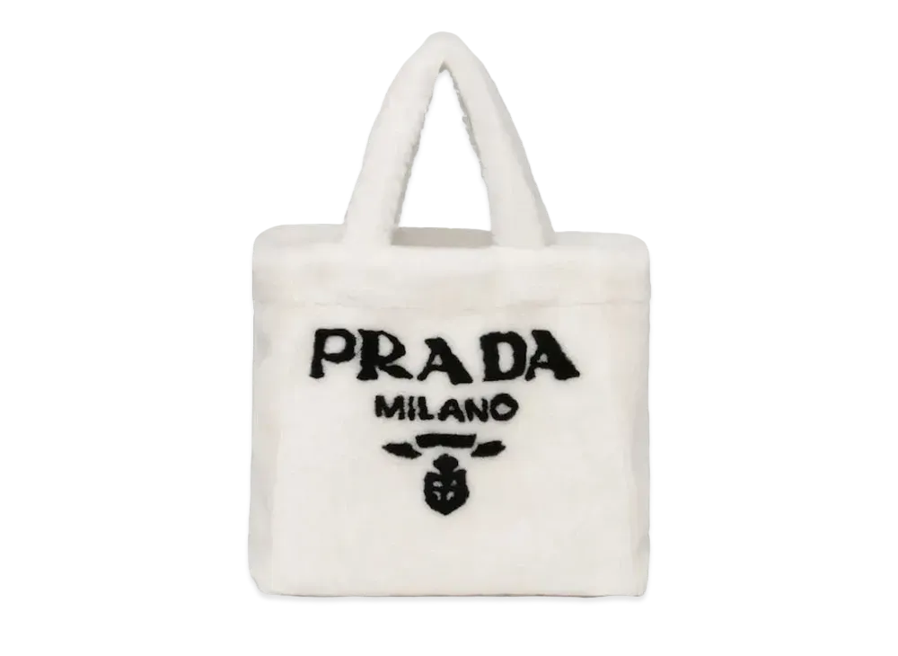 PRADA Shearling Tote Bag "White/Black"