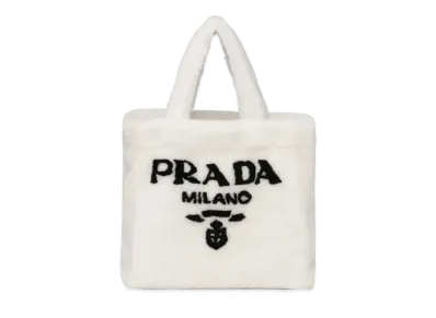 PRADA Shearling Tote Bag "White/Black"
