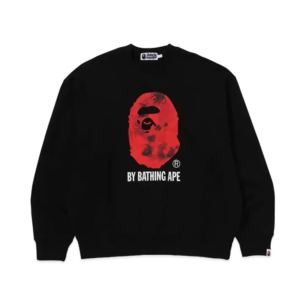 A BATHING APE Floral Solid Camo Relaxed Fit Crewneck Sweatshirt "Black"