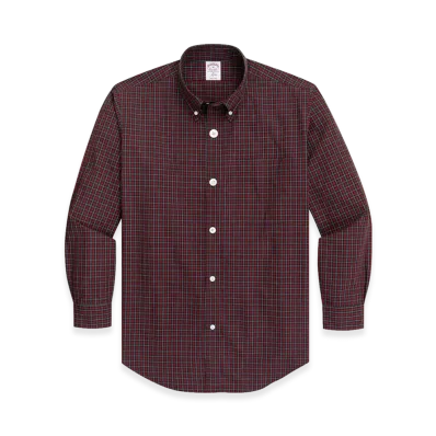 NEEDLES x Brooks Brothers Cotton Poplin Mini Tartan Check Button Down Shirt "Red"
