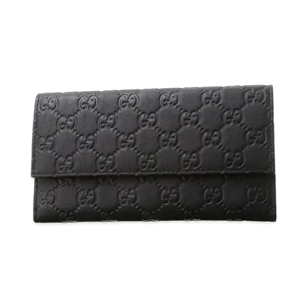 GUCCI Guccissima Flap Wallet "Black"