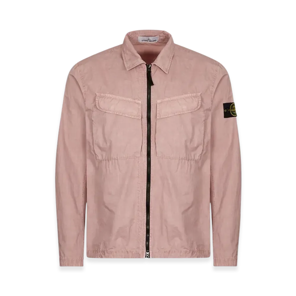 Stone Island 101WN Brushed Cotton Canvas T.CO+OLD Overshirt - 22FW "Rose Quartz"