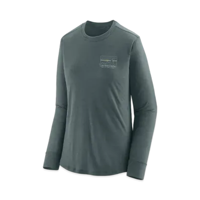 Patagonia Women's Longsleep Capilene Cool Merino Blend Graphic Shirt "Nouveau Green"