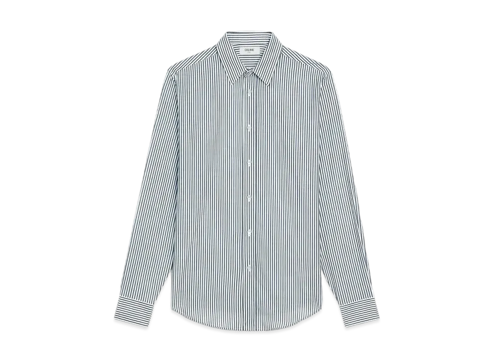 CELINE Classic Shirt In Striped Smooth Hessian "White/Black"
