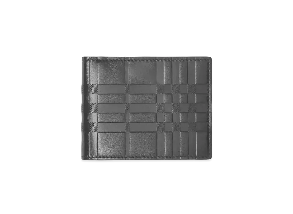 Burberry Emboss Check Leather Bayfold Id Wallet "Black"