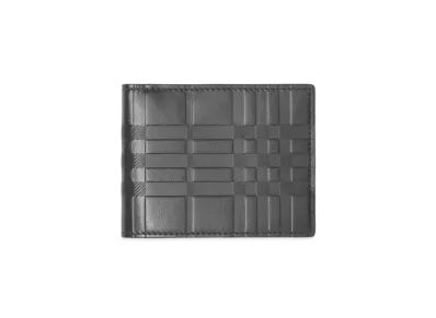 Burberry Emboss Check Leather Bayfold Id Wallet "Black"