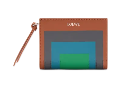 LOEWE Women's Compact Wallet In Nappa Calfskin "Caramel/Bright Green"