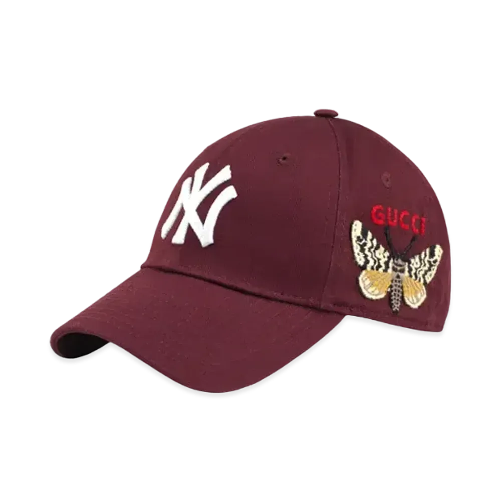 GUCCI x NY Yankees Baseball Cap Butterfly "Bordeaux"
