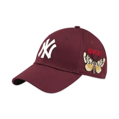GUCCI x NY Yankees Baseball Cap Butterfly "Bordeaux"