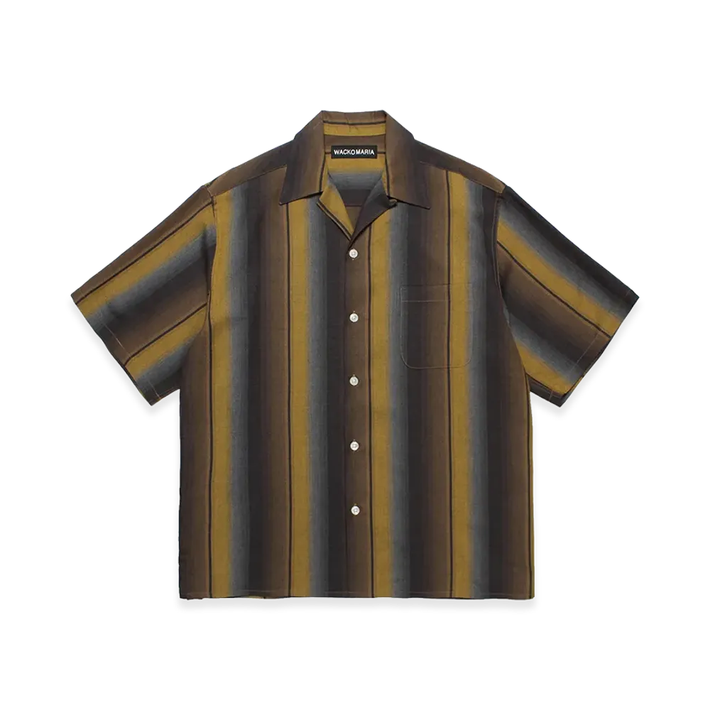 WACKO MARIA Ombre Stripe Open Collar Shirt "Yellow"