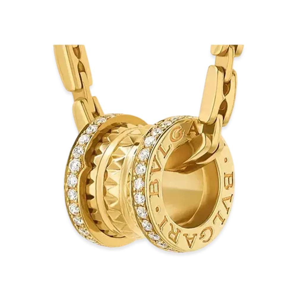 BVLGARI B Zero 1 Lock Pendant Necklace Diamonds "Yellow Gold"