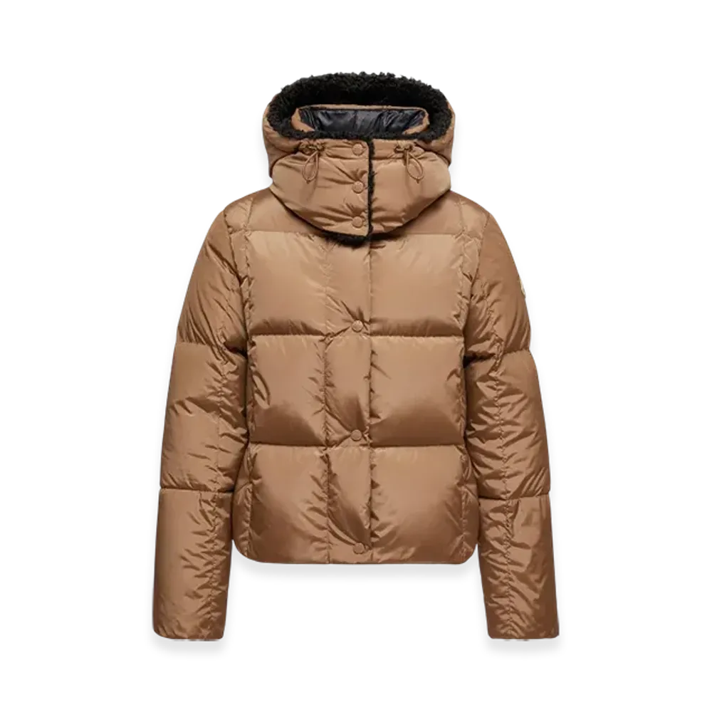 MONCLER Castelnou Square-Quilted Hooded Short Down Jacket "Beige"
