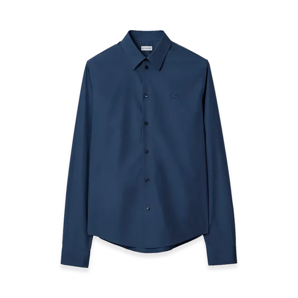 Burberry Regular Fit Cotton Poplin Shirt "Dark Graphite Blue"