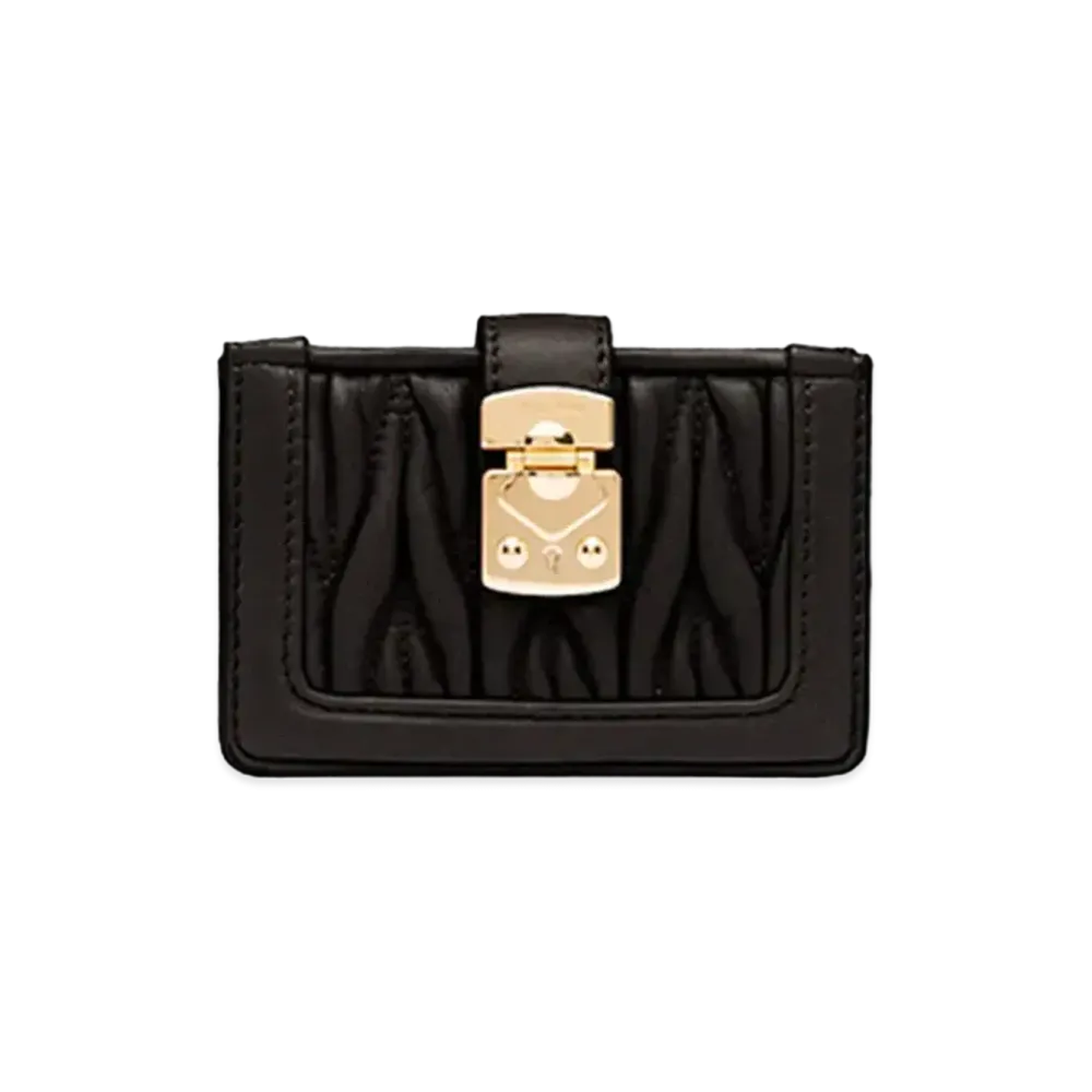 MIU MIU Materasse Rock Leather Card Holder "Black"