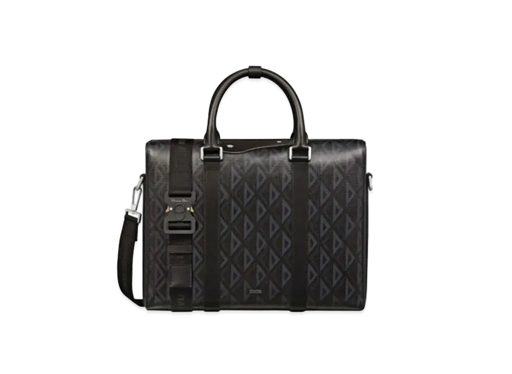 Dior Dior Lingot Briefcase CD Diamond Canvas & Smooth Calfskin "Black"