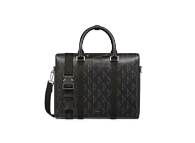 Dior Dior Lingot Briefcase CD Diamond Canvas & Smooth Calfskin "Black"