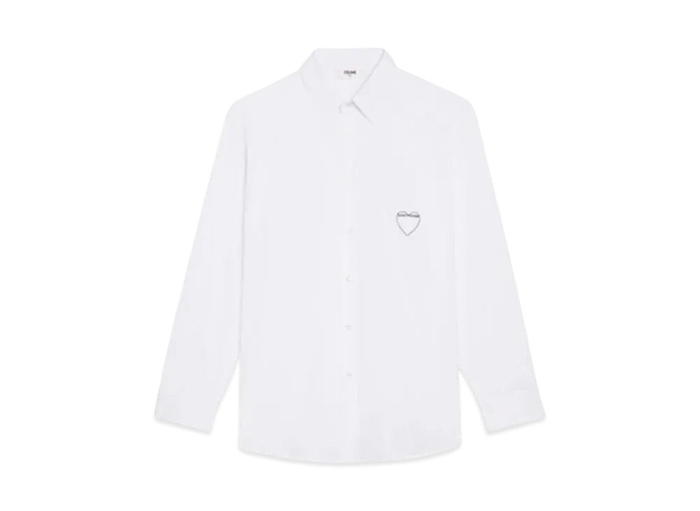 CELINE Artist Embroidered Shirt In Cotton Poplin "White"