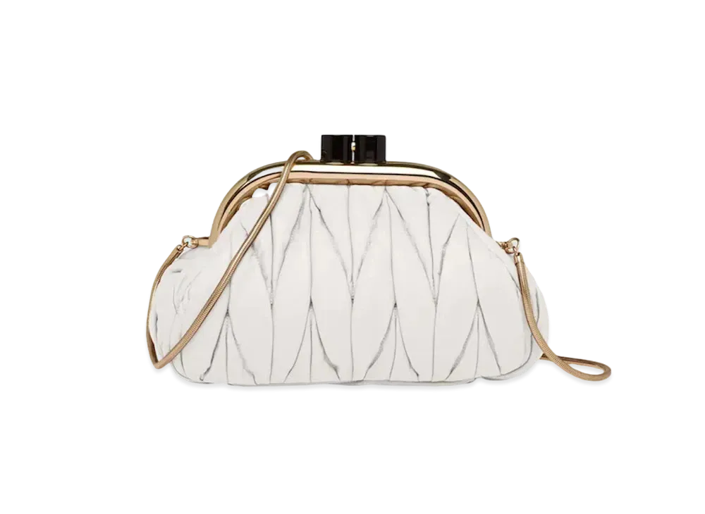 MIU MIU Miu Bernappa Leather Clutch "White"