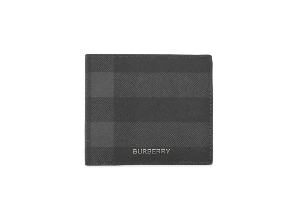 バーバリー チェック インターナショナル バイフォールド コインウォレット "チャコール" 80567071