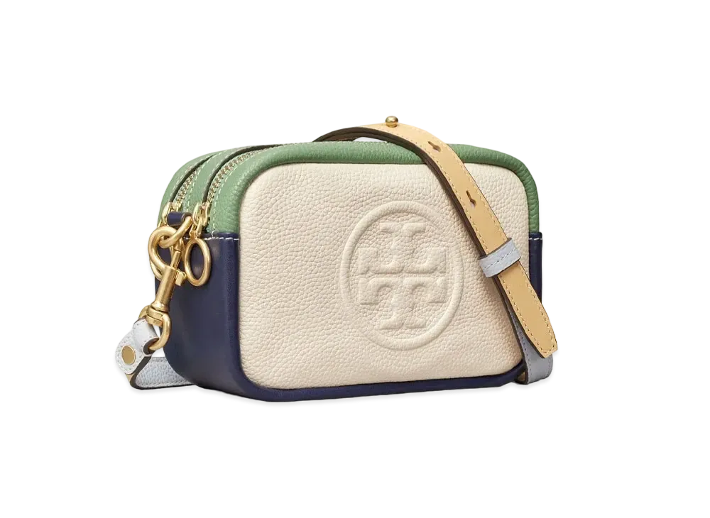 Tory Burch Perry Bombe Color-Block Mini Bag "New Ivory/Royal Navy"