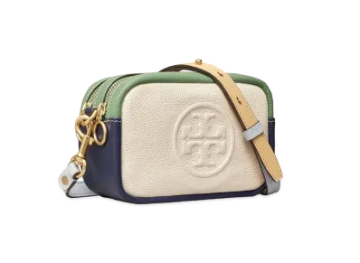 Tory Burch Perry Bombe Color-Block Mini Bag "New Ivory/Royal Navy"
