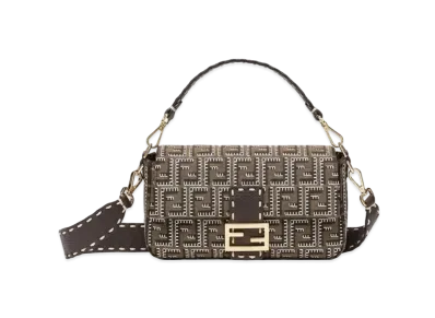 FENDI Baguette Embroidered FF Fabric Bag
