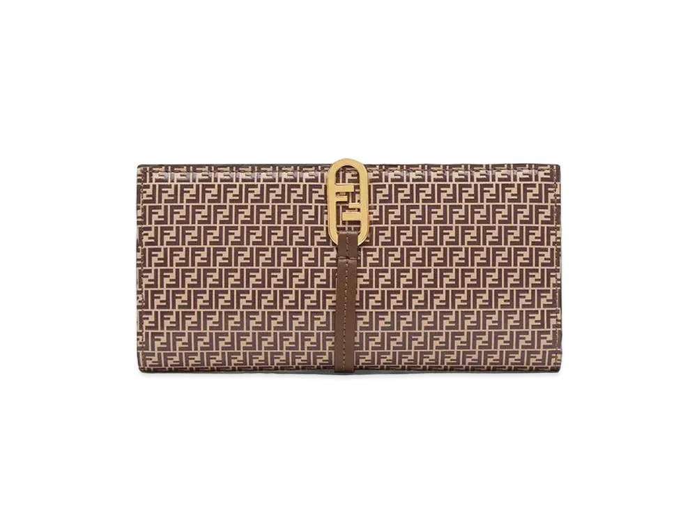 FENDI Long Wallet Leather Wallet "Beige"