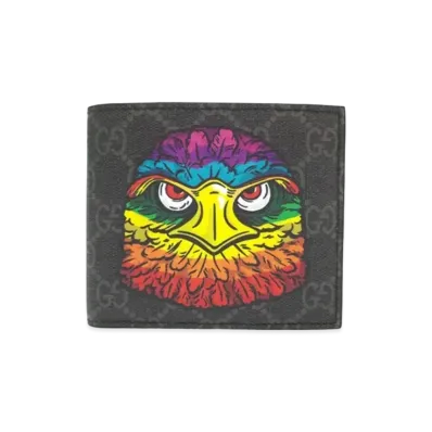 GUCCI Bestiary Eagle Print GG Supreme Coin Wallet