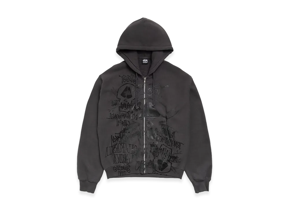 Stussy Skulls Zip Hoodie Pigment Dyed "Faded Black"