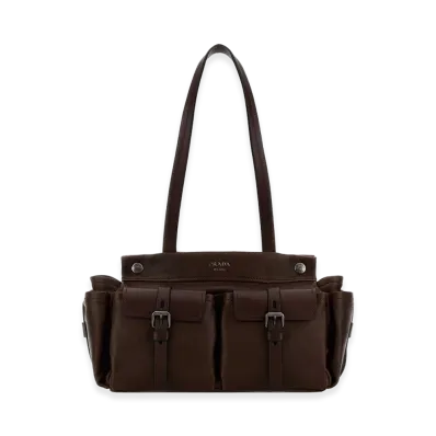 PRADA Women's Route Medium Leather Tote Bag "Brown"