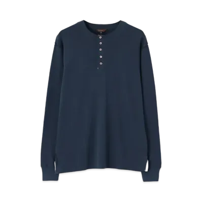 Paul Smith Henley Neck Raw Edge Cut And Sew "Navy"