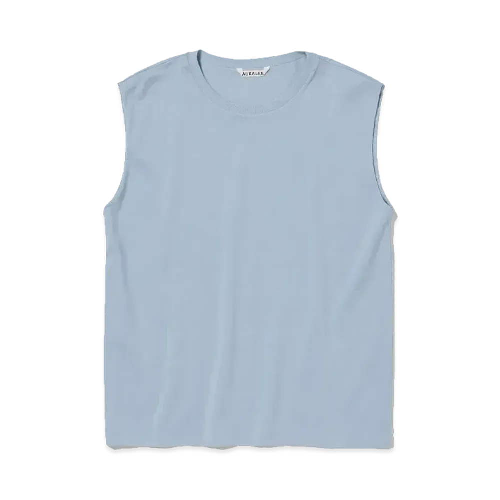 AURALEE Organic Cotton High Gauge Jersey Sleeveless "Blue Gray"