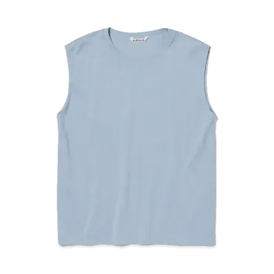 AURALEE Organic Cotton High Gauge Jersey Sleeveless "Blue Gray"