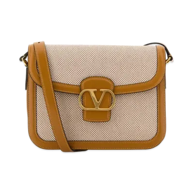 Valentino Two-Tone Canvas And Leather 9to5 Shoulder Bag "Multicolor"
