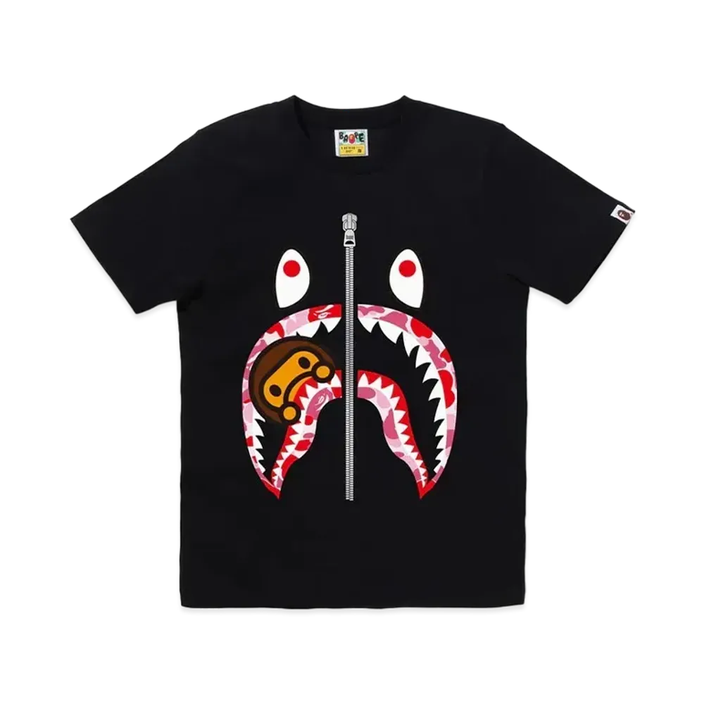 A BATHING APE ABC Camo Milo Shark Tee "Black/Pink"
