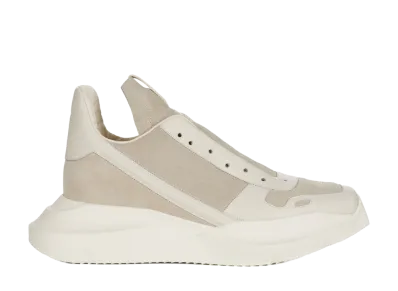 Rick Owens Women's SS26 Geth Runner Suede Leather And Full Grain Calf Leather "Pearl/Dirty Milk/Milk"