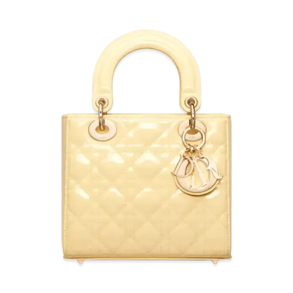 Dior Lady Dior Small Bag Canage Patent Calfskin "Pale Yellow"