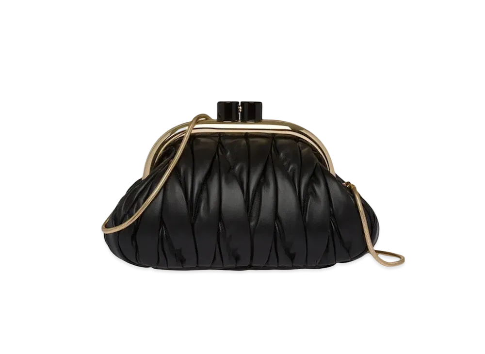 MIU MIU Miu Bernappa Leather Clutch "Black"