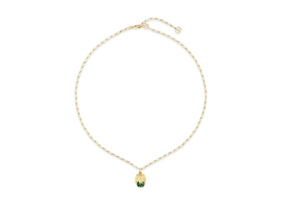 GUCCI Yellow Gold Necklace With Lion Head "Green"