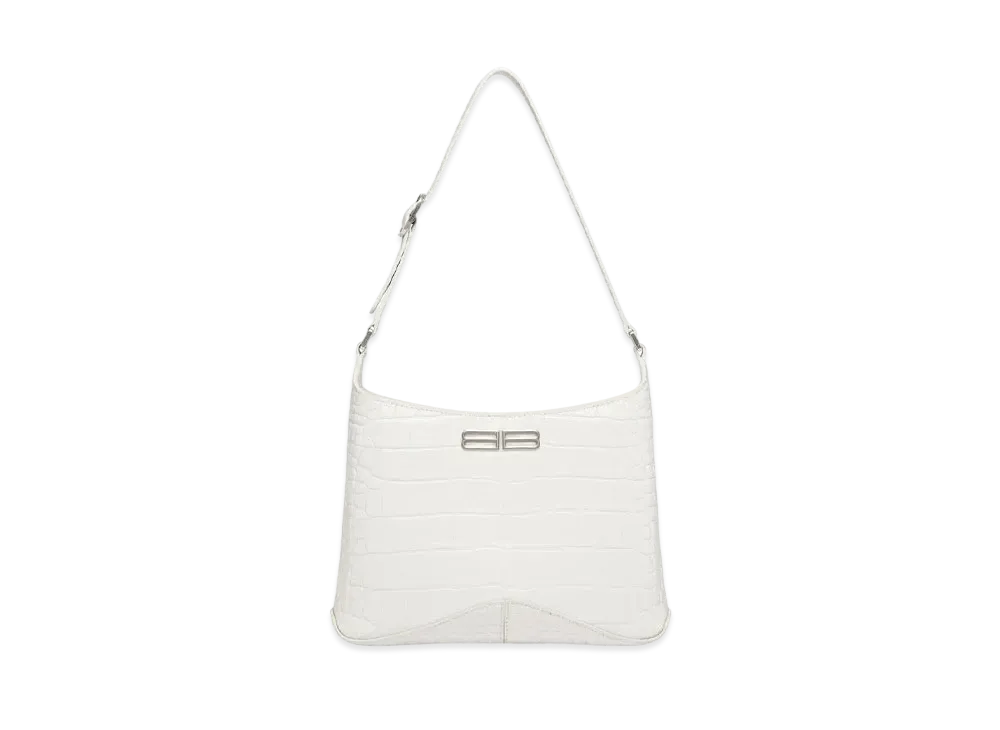 BALENCIAGA XX Small Hobo Bag Crocodile Embossed "White"