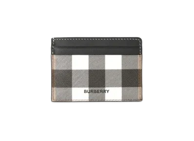 Burberry Check Print & Leather Card Case "Dark Barch Brown"