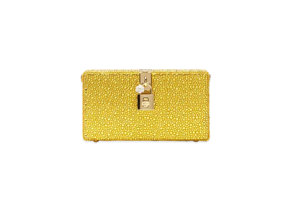 Dolce&Gabbana Dolce Box Clutch Bag Heat Apply Rinstone "Yellow"