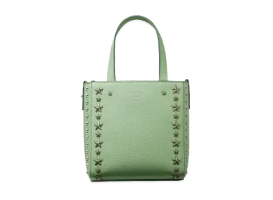 Jimmy Choo Mini Pegasi Soft Grainy Calf Leather Mini Tote Bag With Star Studs "Silver/Peppermint"