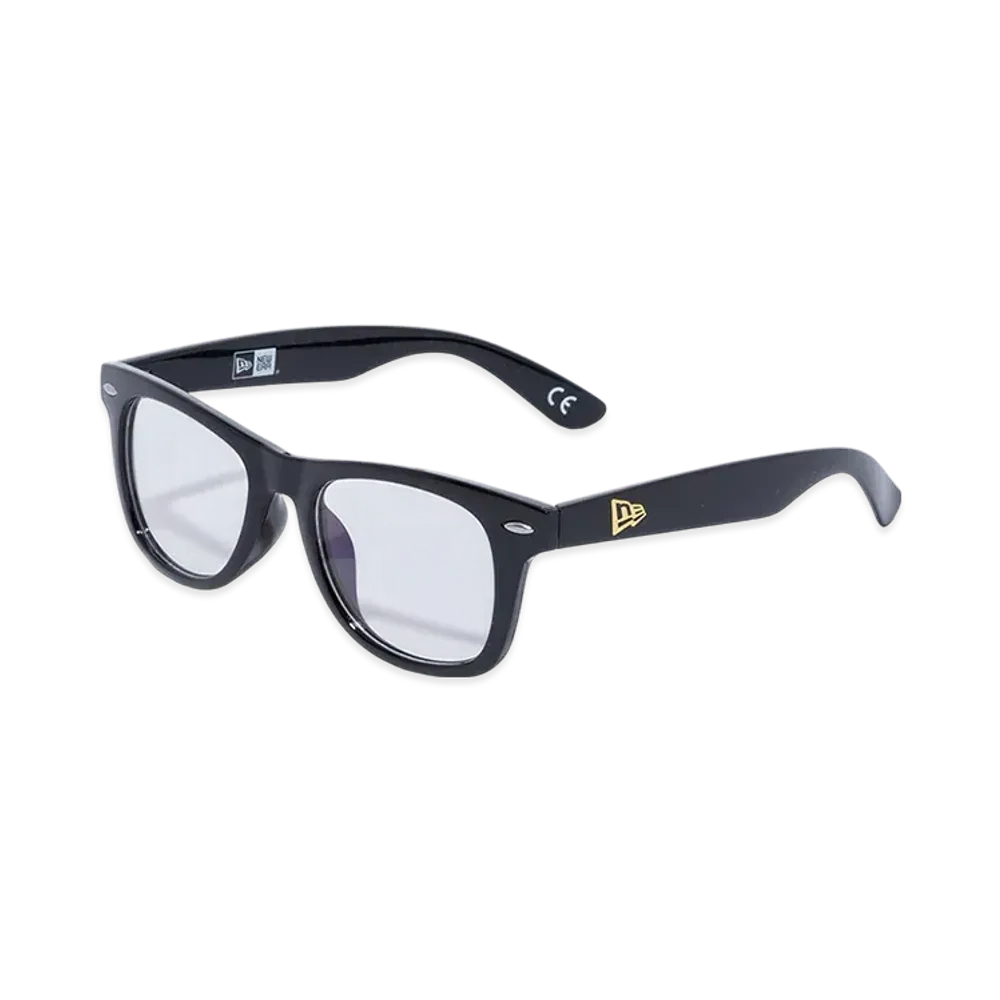 NEW ERA Sunglasses Wellington Square Lens Shiny Black Frame Light Blue Lens "Black"