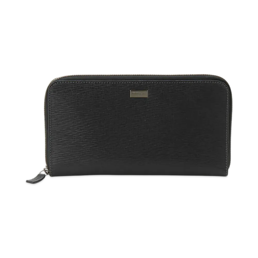 Salvatore Ferragamo Round Zip Long Wallet "Black"
